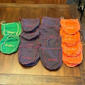 Crown Royal Drawstring Bags Set - Green, Purple, and Orange